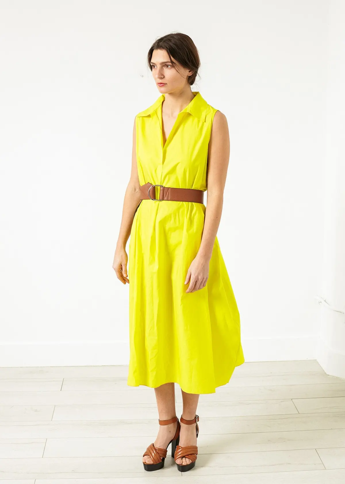 Balloon Cotton Dress In Yellow 1