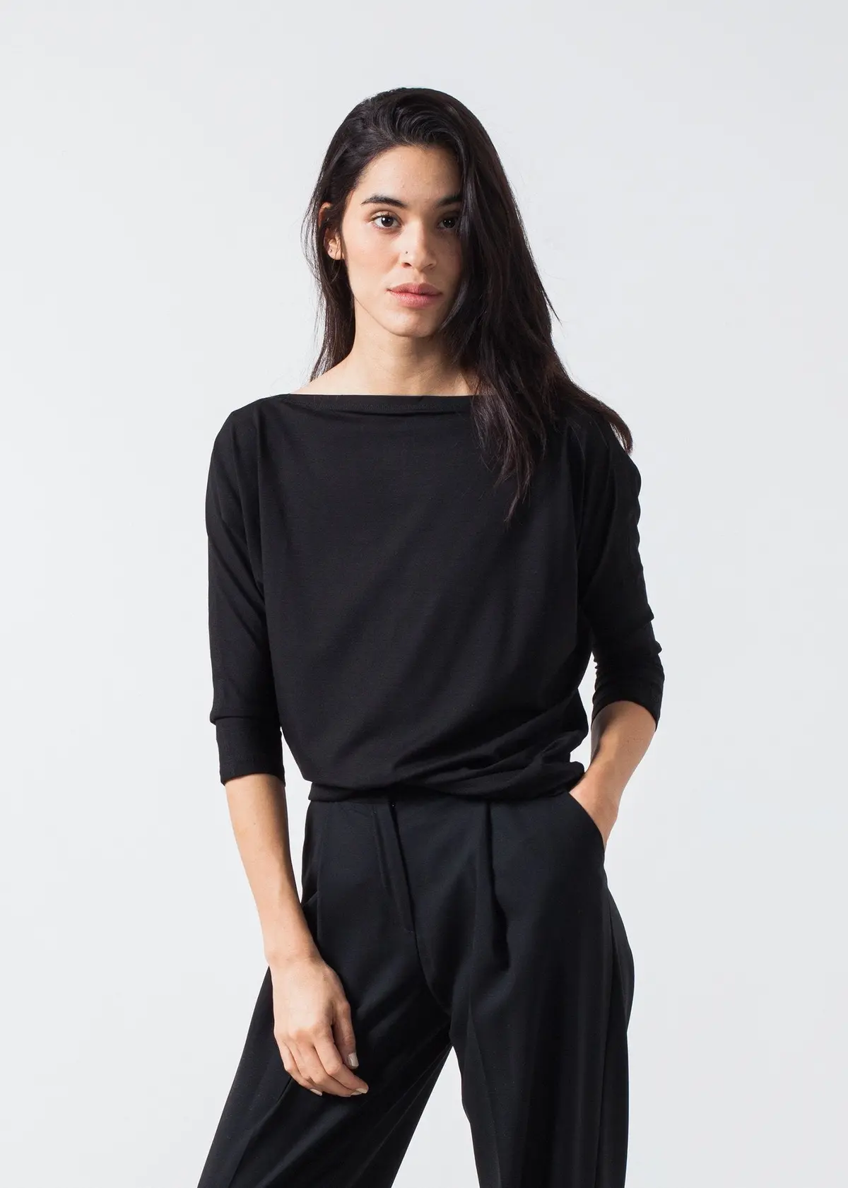 Boat Neck Top In Black 1