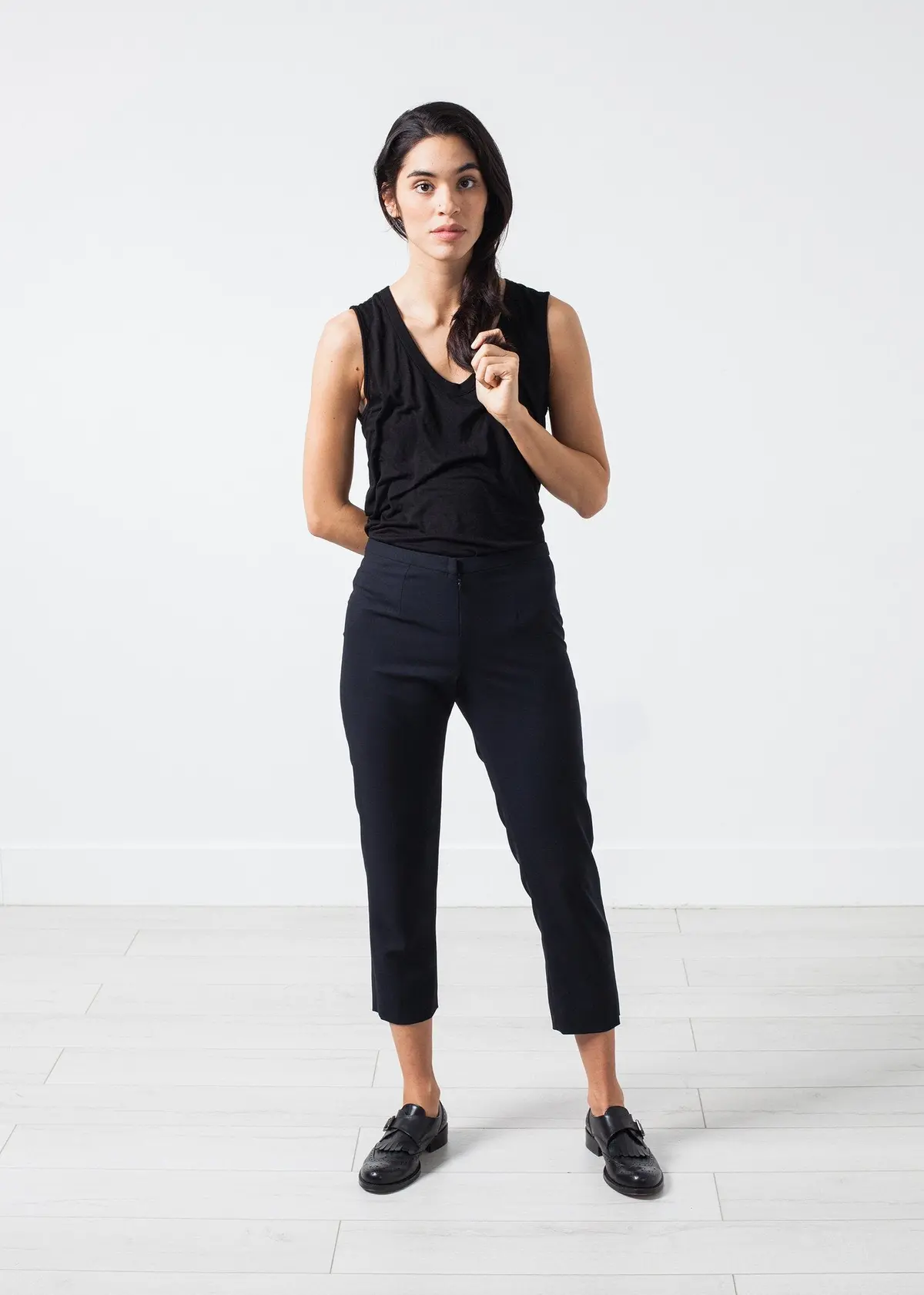 Wool Cropped Pant In Navy 1