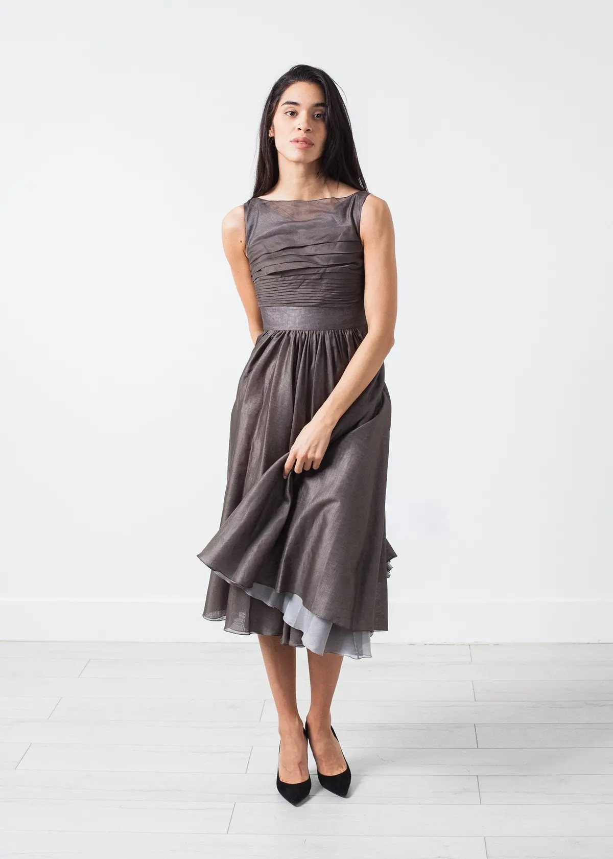 Voile Dress In Grey Pearl 1