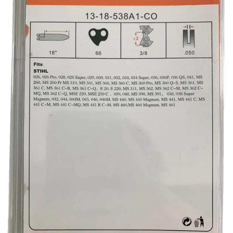 18" Guide Bar And Chain 3/8" 050" 66 Stihl Ms291 Ms310 Ms311 Ms360 039 2