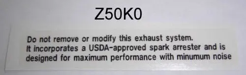 Decal Muffler Warning Honda Z50k0, K1, K2 1