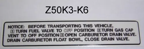 Decal Side Warning Honda Z50k3-K6 1