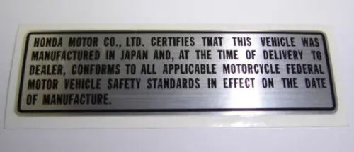 Decal Silver Tag Honda Ct70k0 1