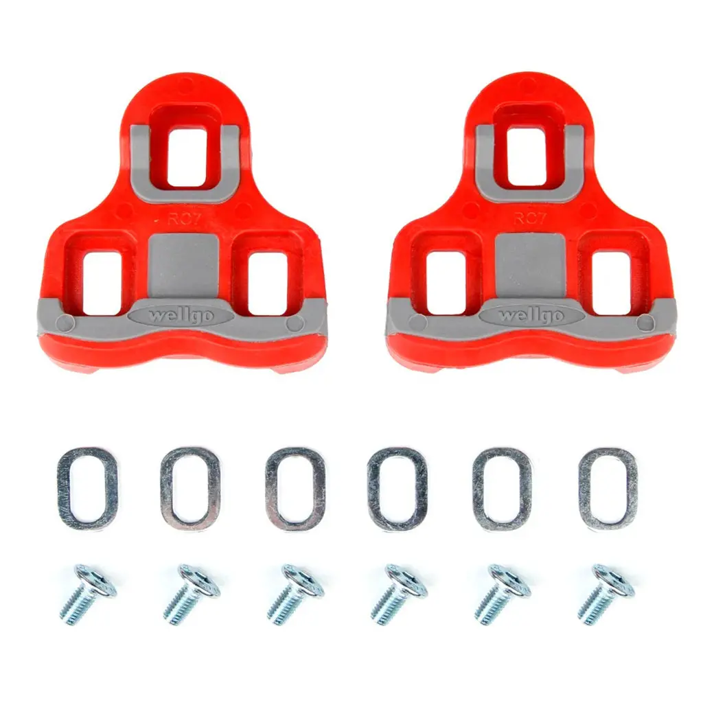 Wellgo Rc - 7B Cleat For Road Pedal - Keo Compatible , 6 Deg Float - Red/Grey 1