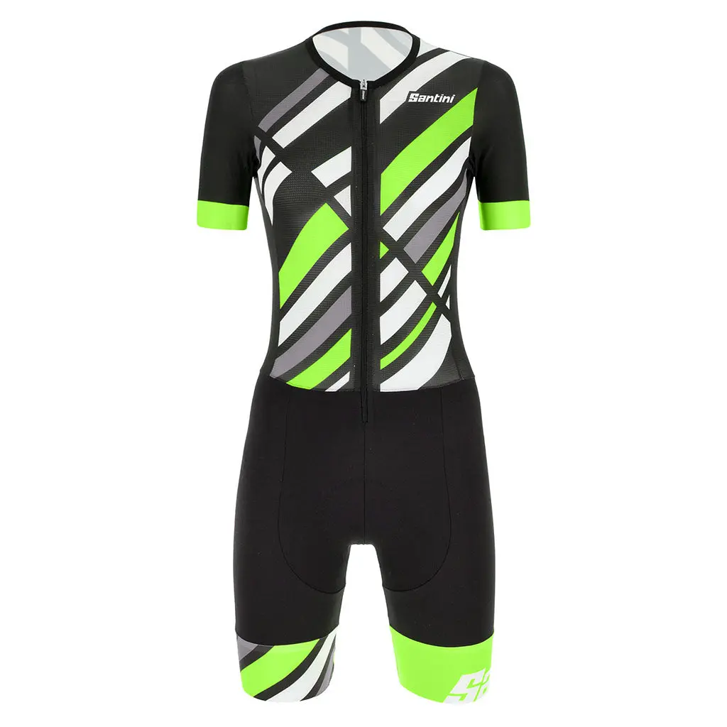 Santini Womens Redux Raggio Short Sleeve Trisuit - Green 1