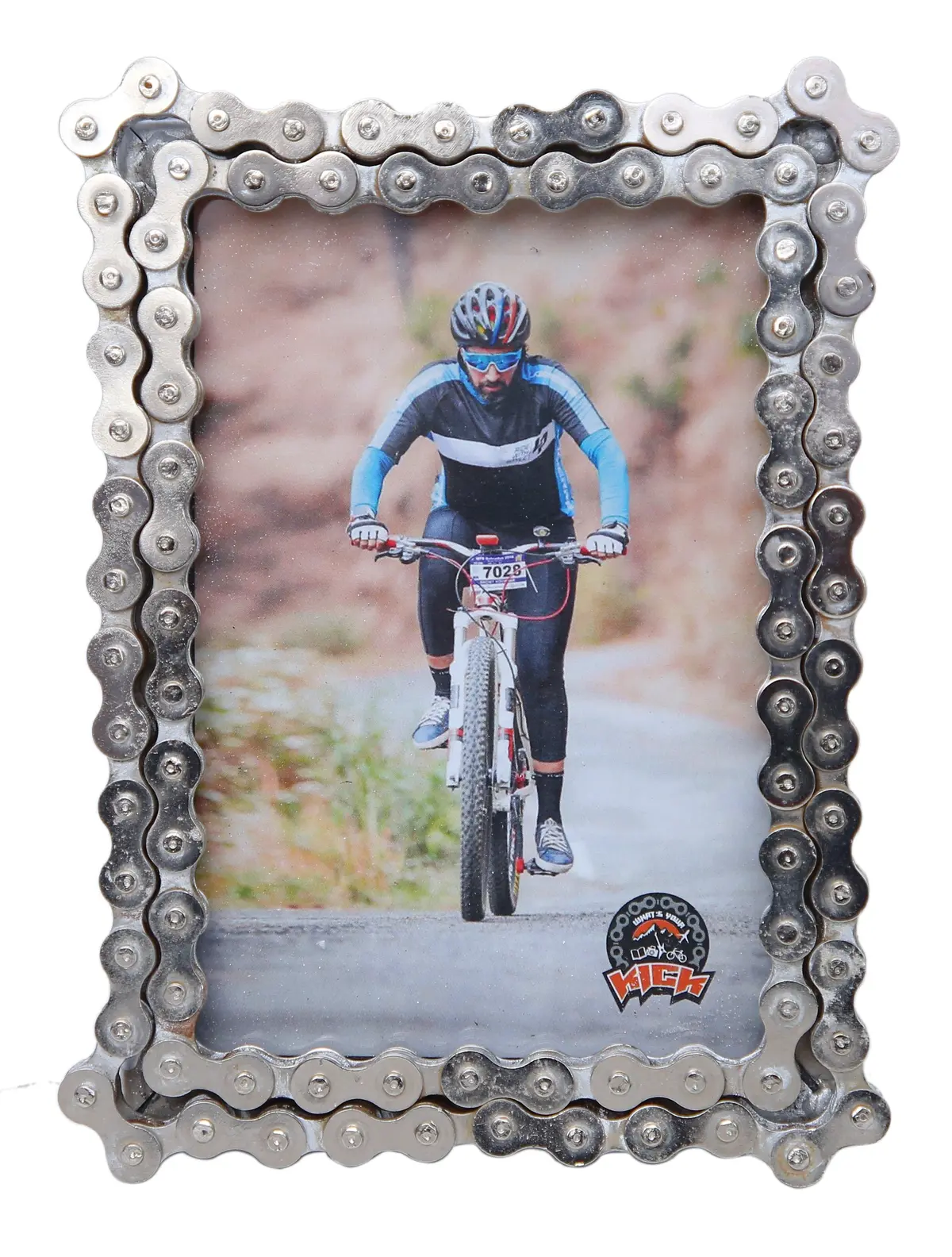 Upcycled Bike Chain Photo Frame With Silver Plating Finish 1
