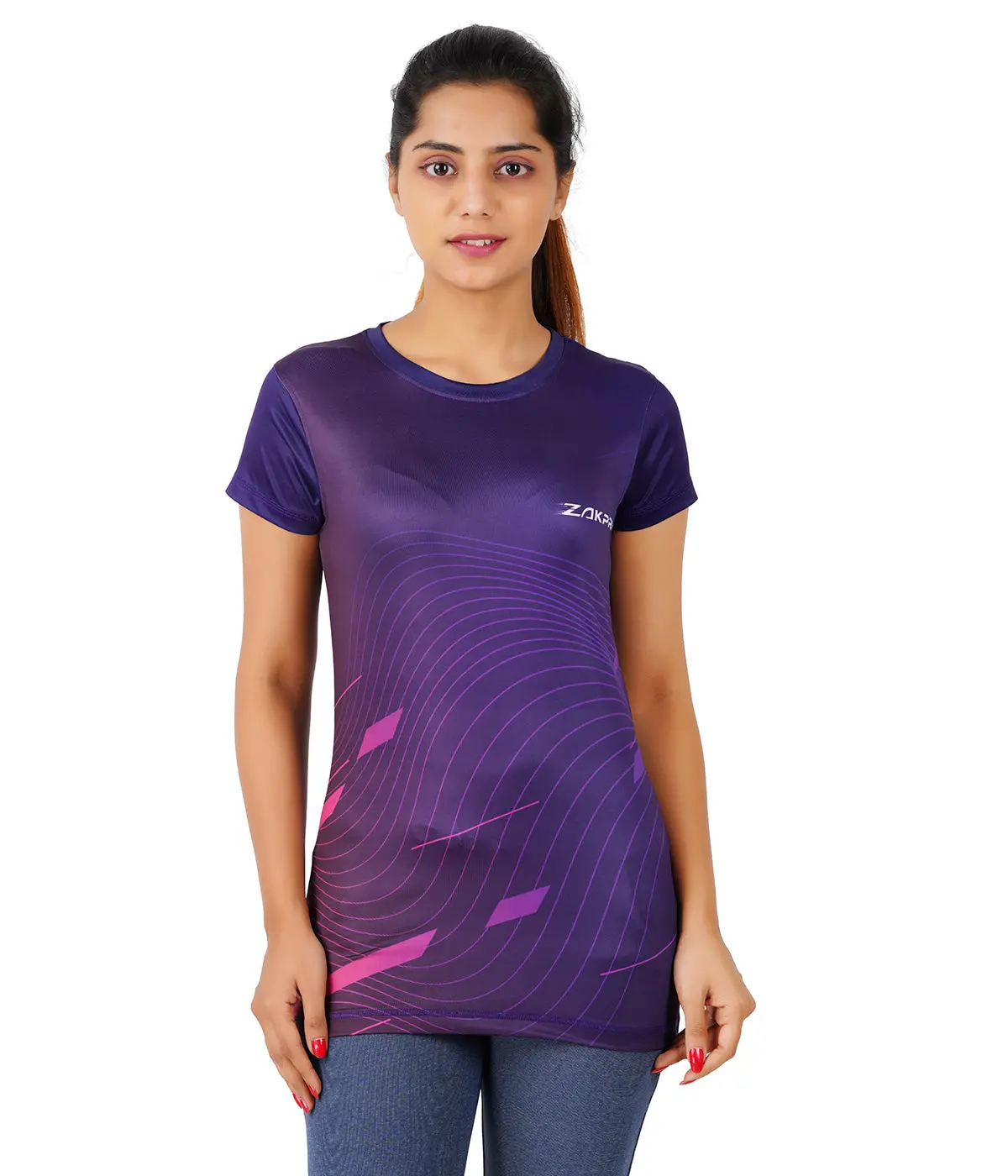 Zakpro Sports Tees For Women (Purple Wave) 1