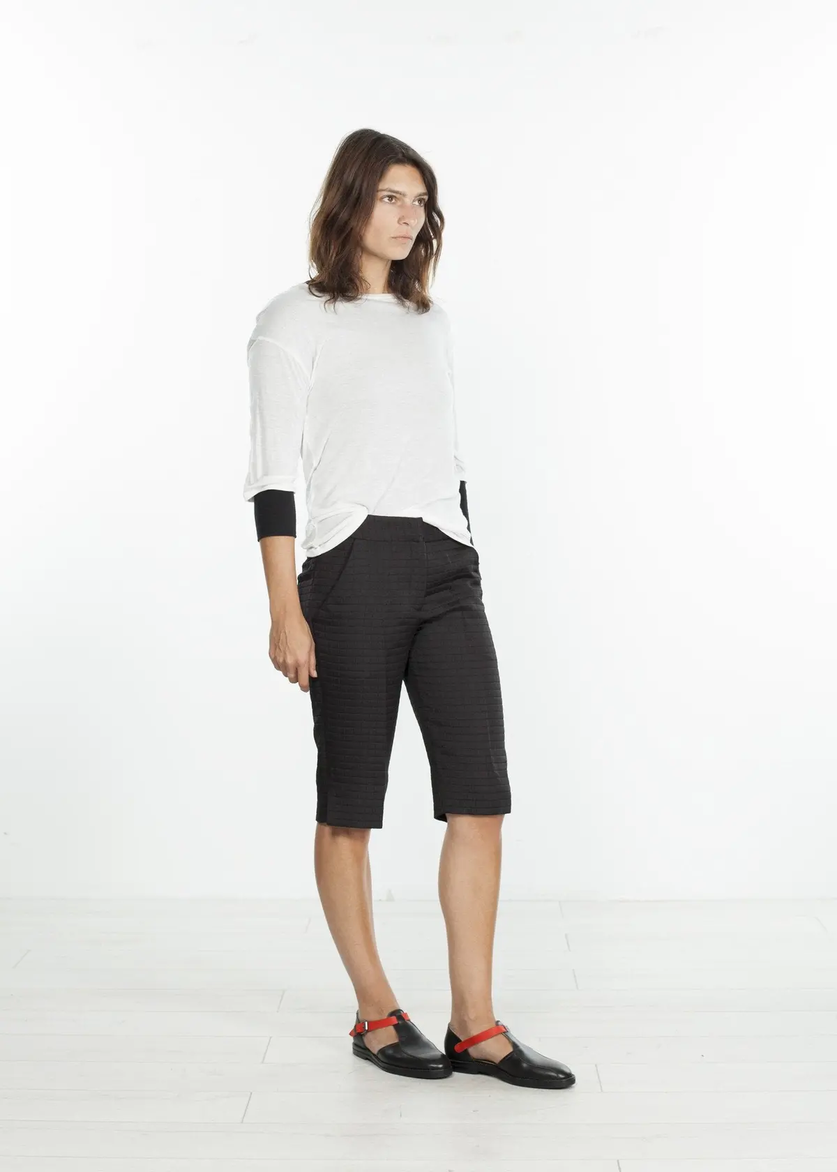 Square Stitch Knee Short In Black 1