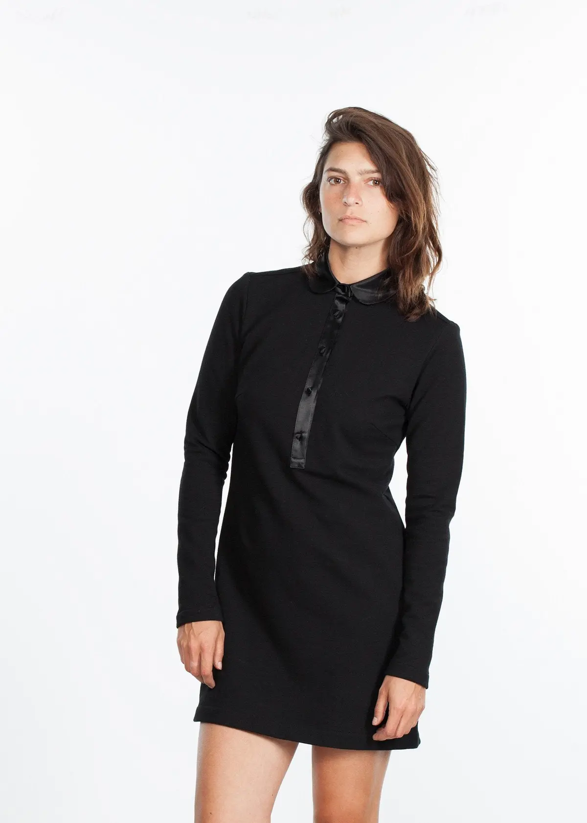 Fleece Jersey Dress In Black 1