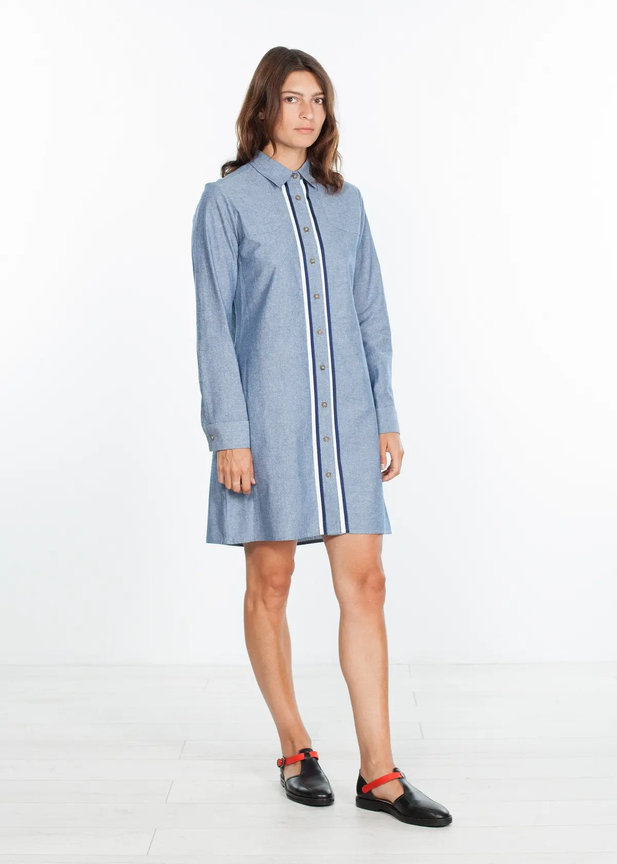 Chambray Shirtdress In Blue 1