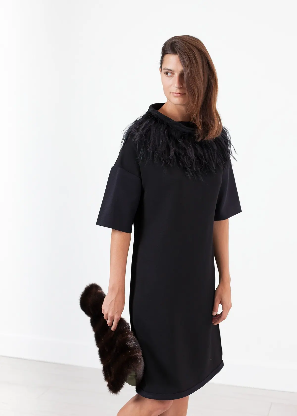 Ostrich Plume Dress In Black 1