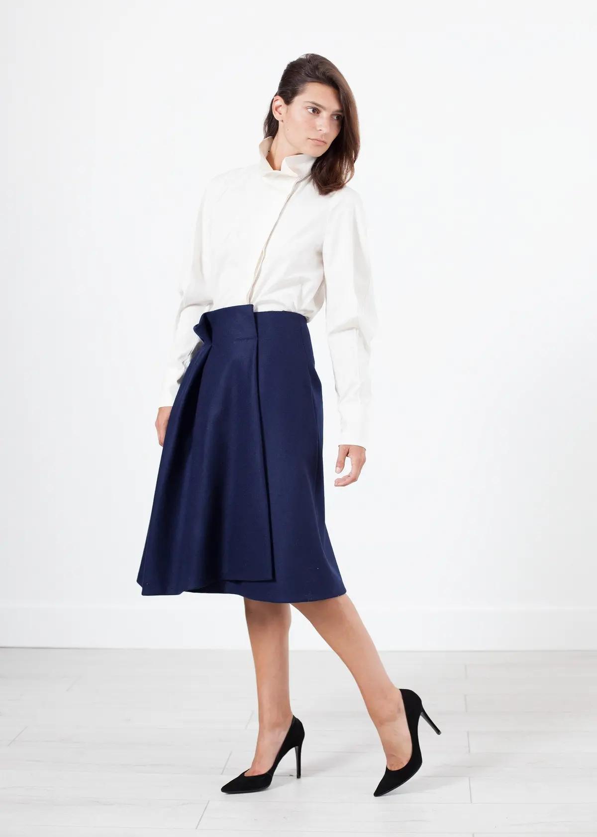 Full Collar Poplin Blouse In Off White 1