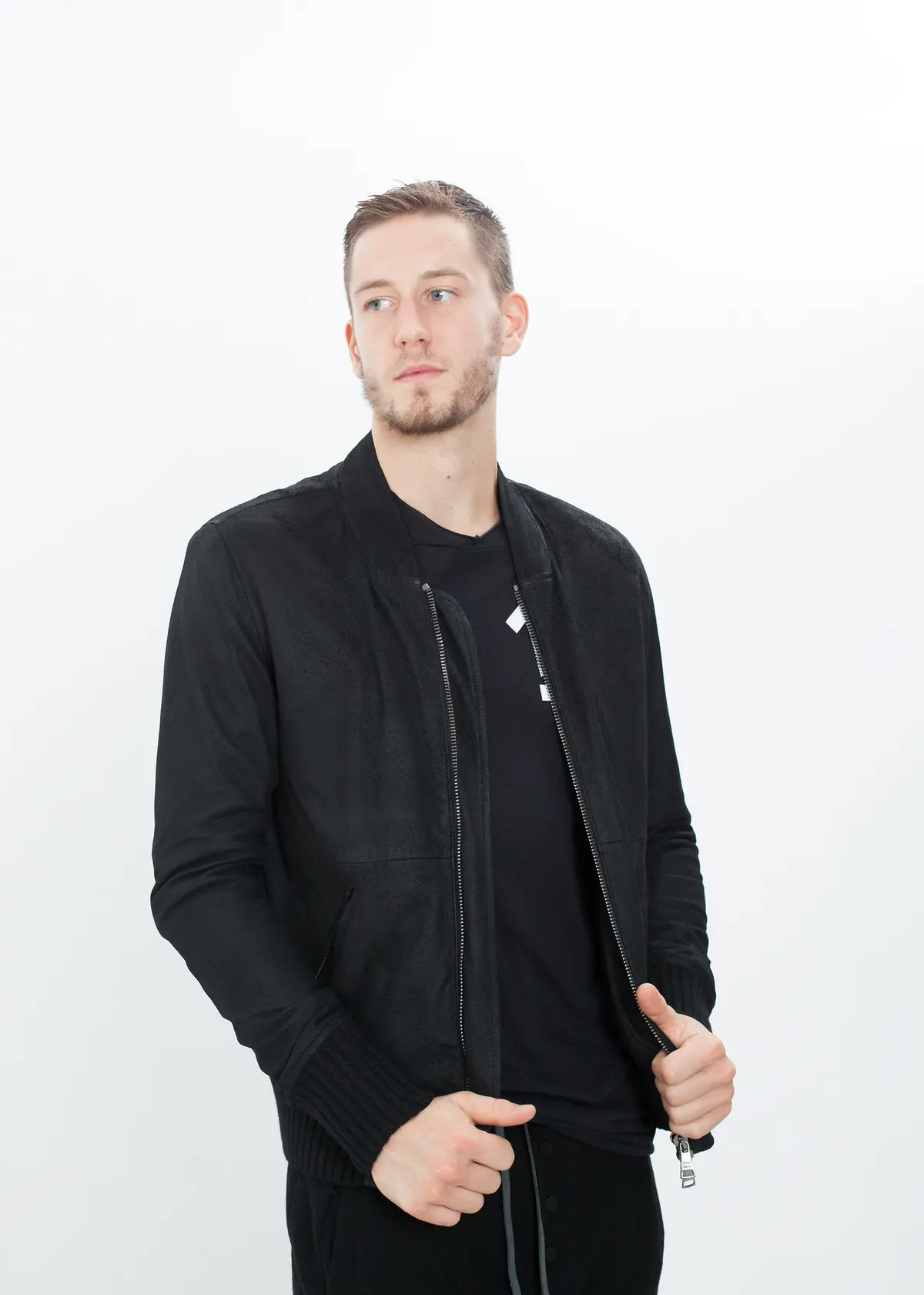 Broken Leather Bomber In Black 1