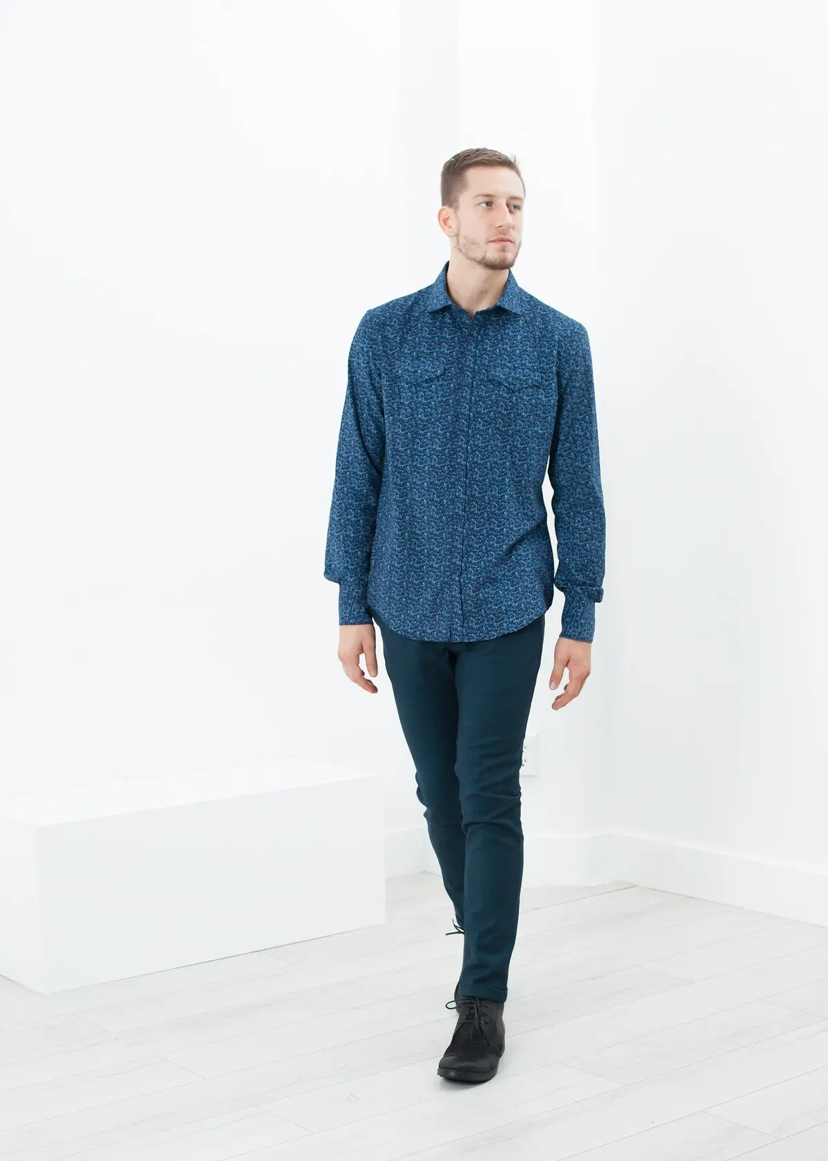 Western Arkansas Button-Up In Blue Floral 1