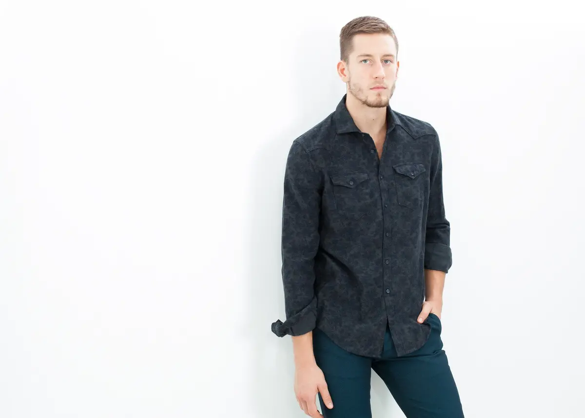 Western Arkansas Button-Up In Dark Hash Floral 1