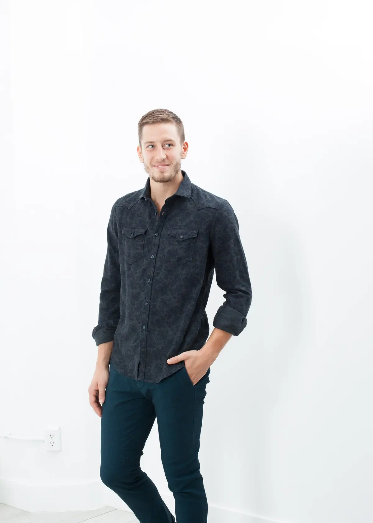 Western Arkansas Button-Up In Dark Hash Floral 2