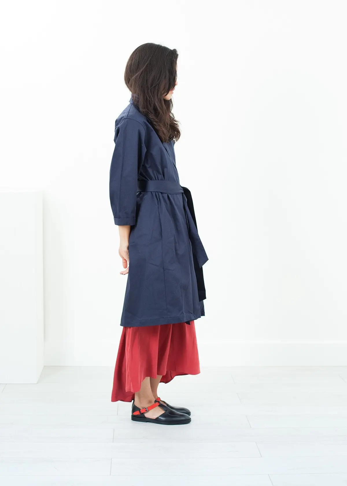Sateen Trench In Navy 1