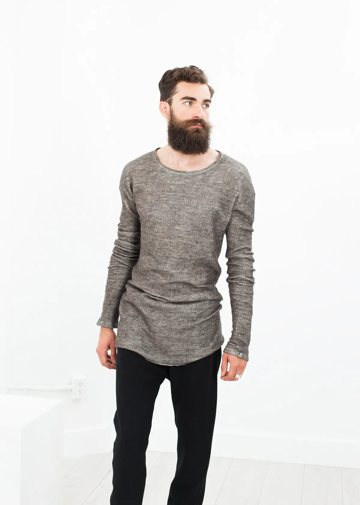 Extra Long Sleeve Sweater In Cavern 1