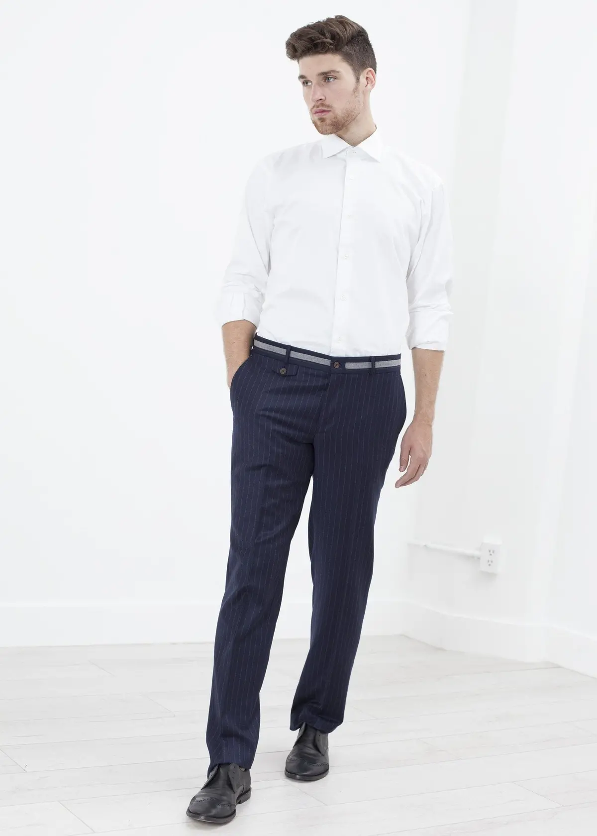 Sinclair Trouser In Navy Stripe 1