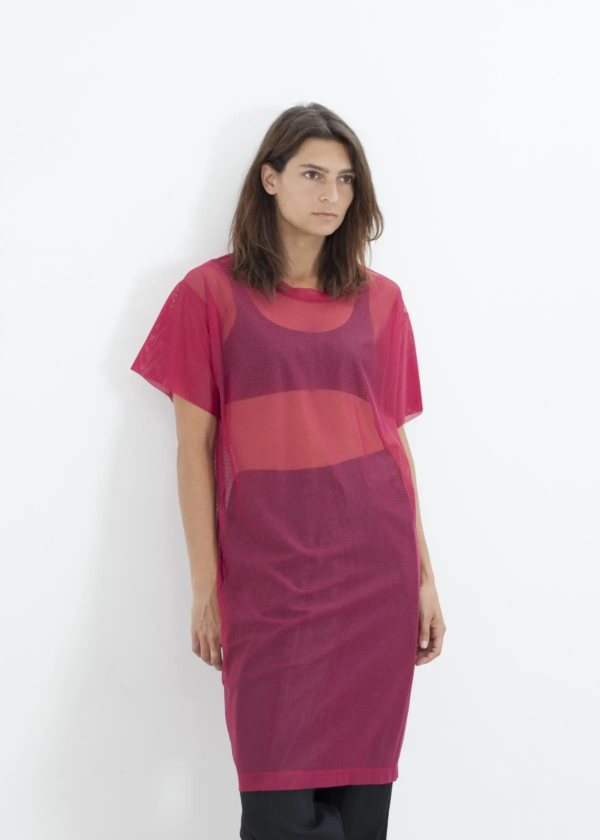 Mesh Over Dress In Pink 1