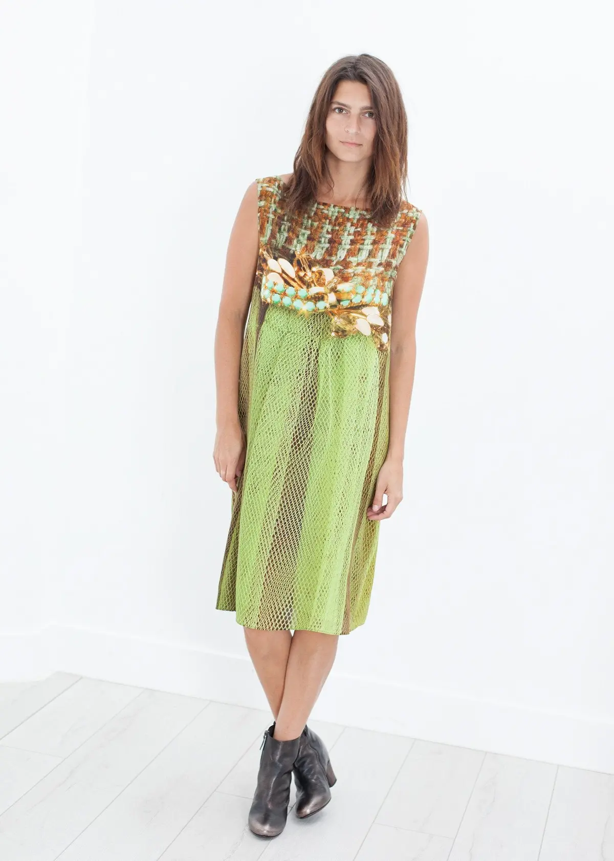 Silk Shift In Tweed And Net 1