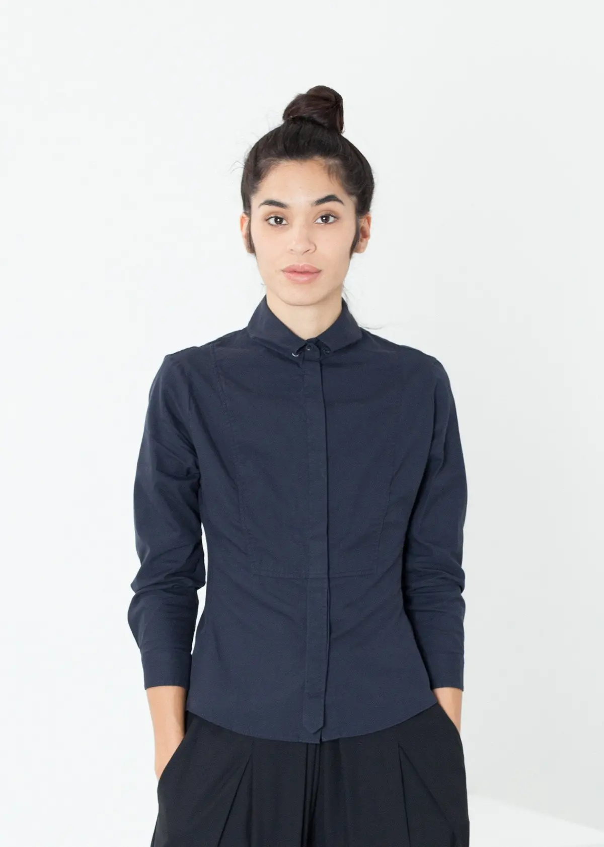 Wrinkled Tux Shirt In Navy 1