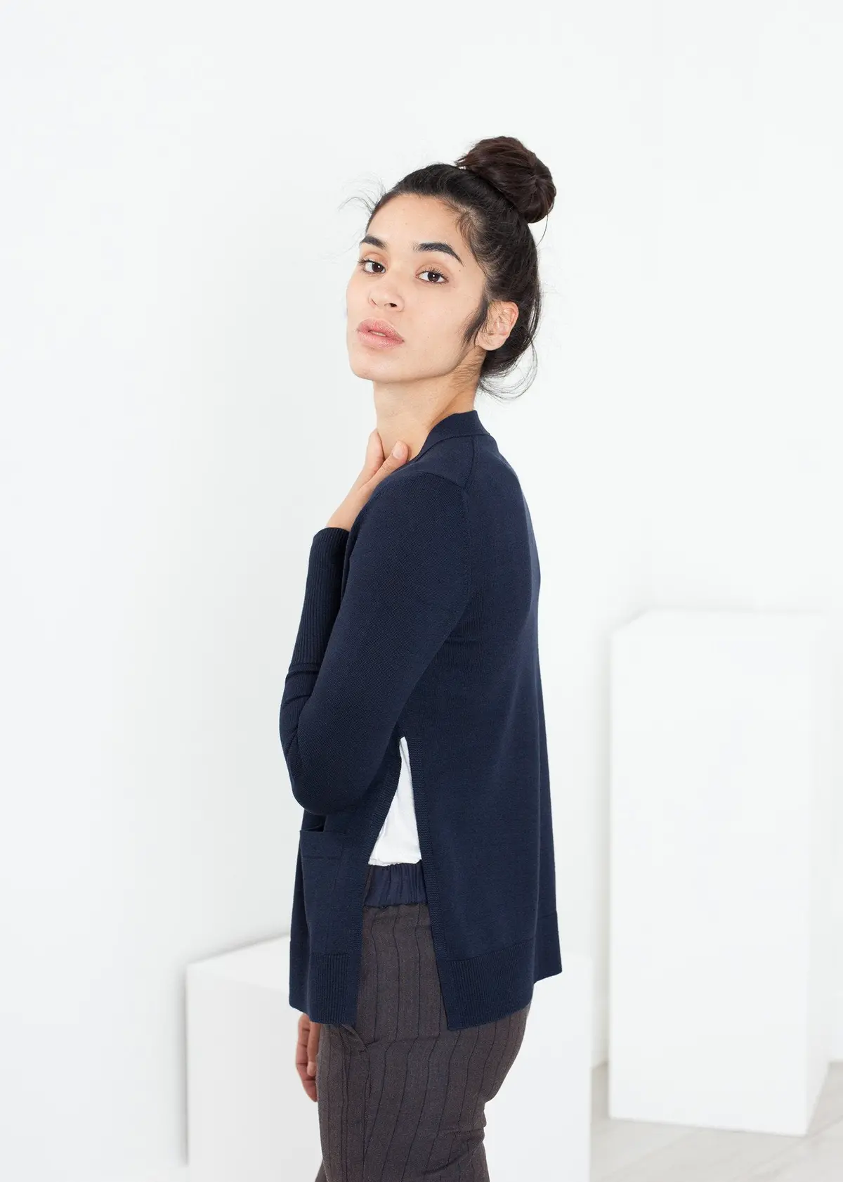 Square Cardigan In Navy 1