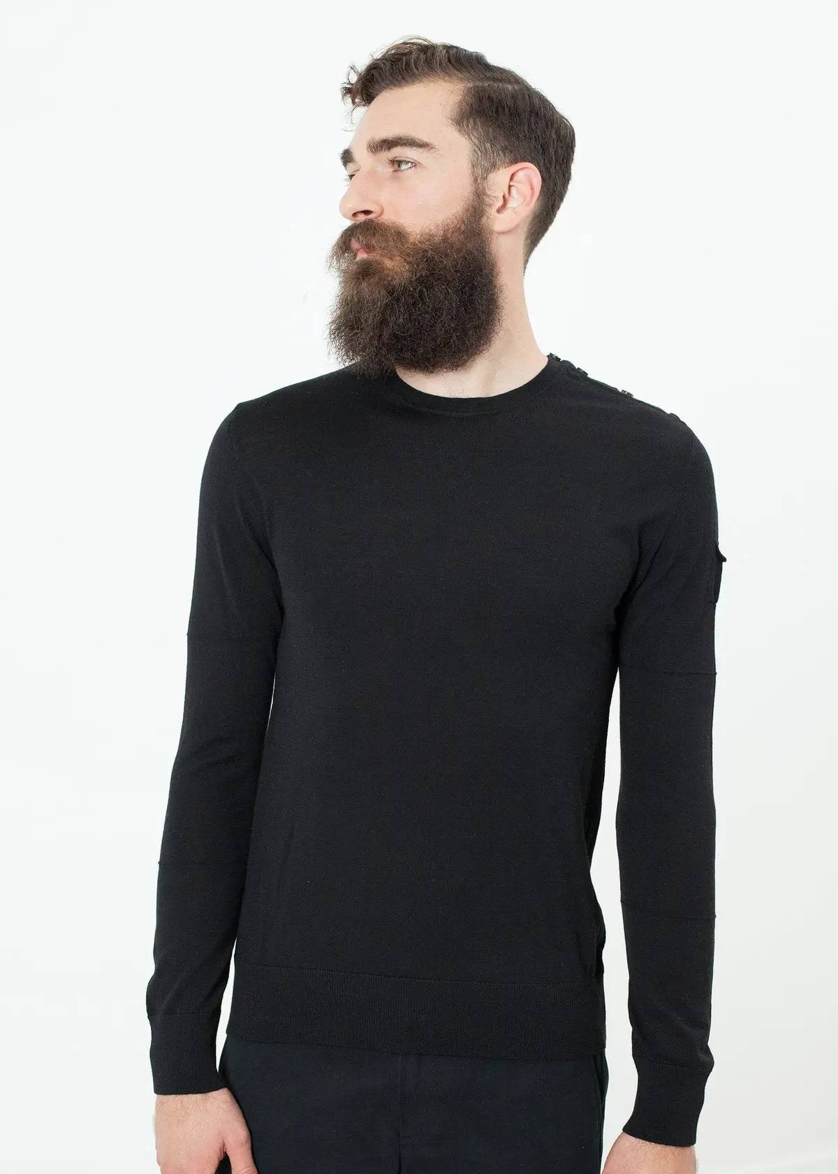 Button Shoulder Pullover In Black 1