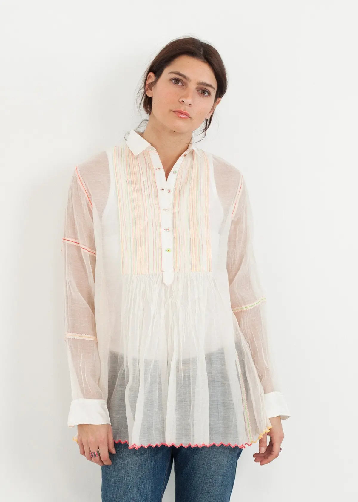 Sheer Rainbow Blouse In White 1