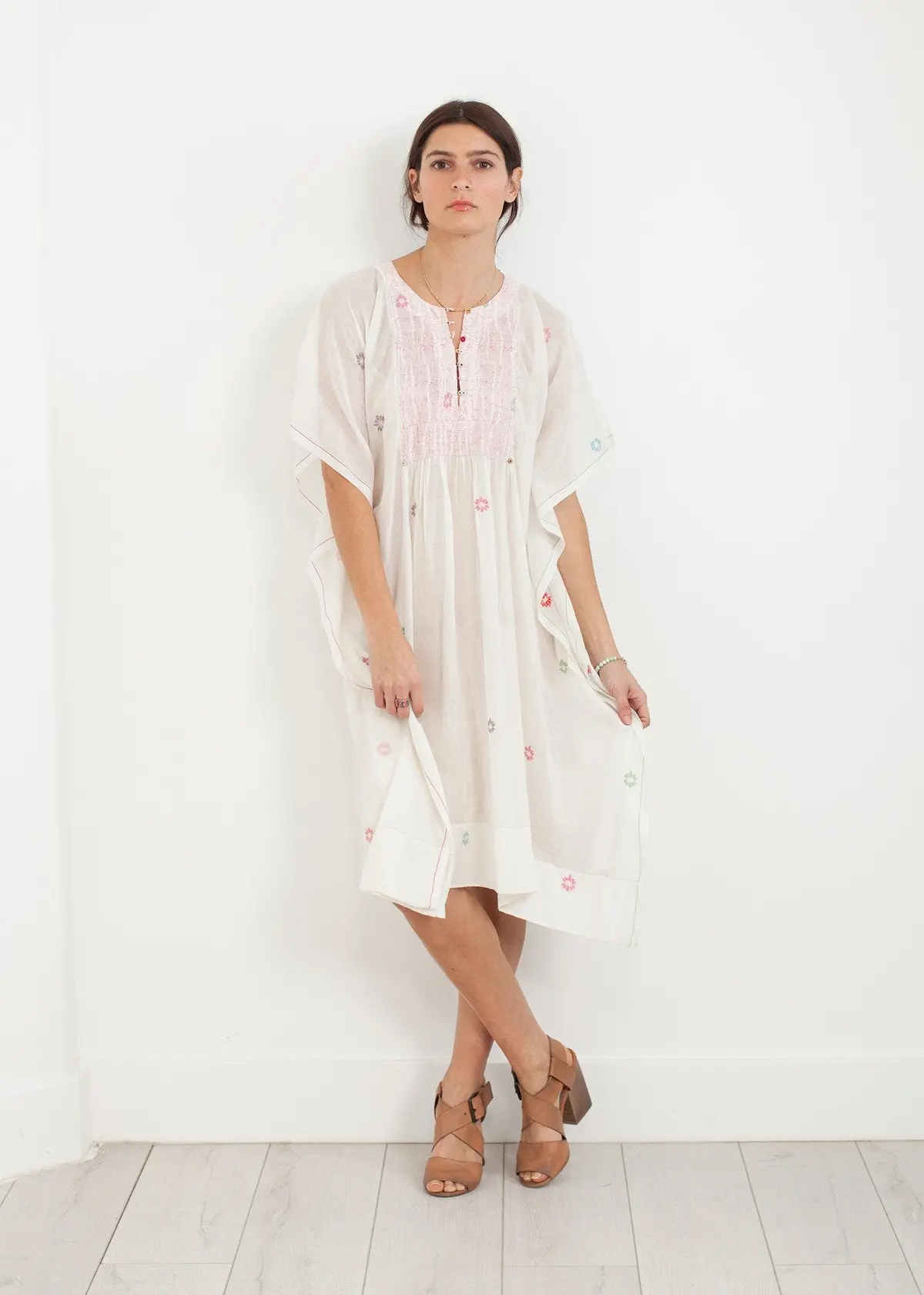 Floral Tent Dress In White 1