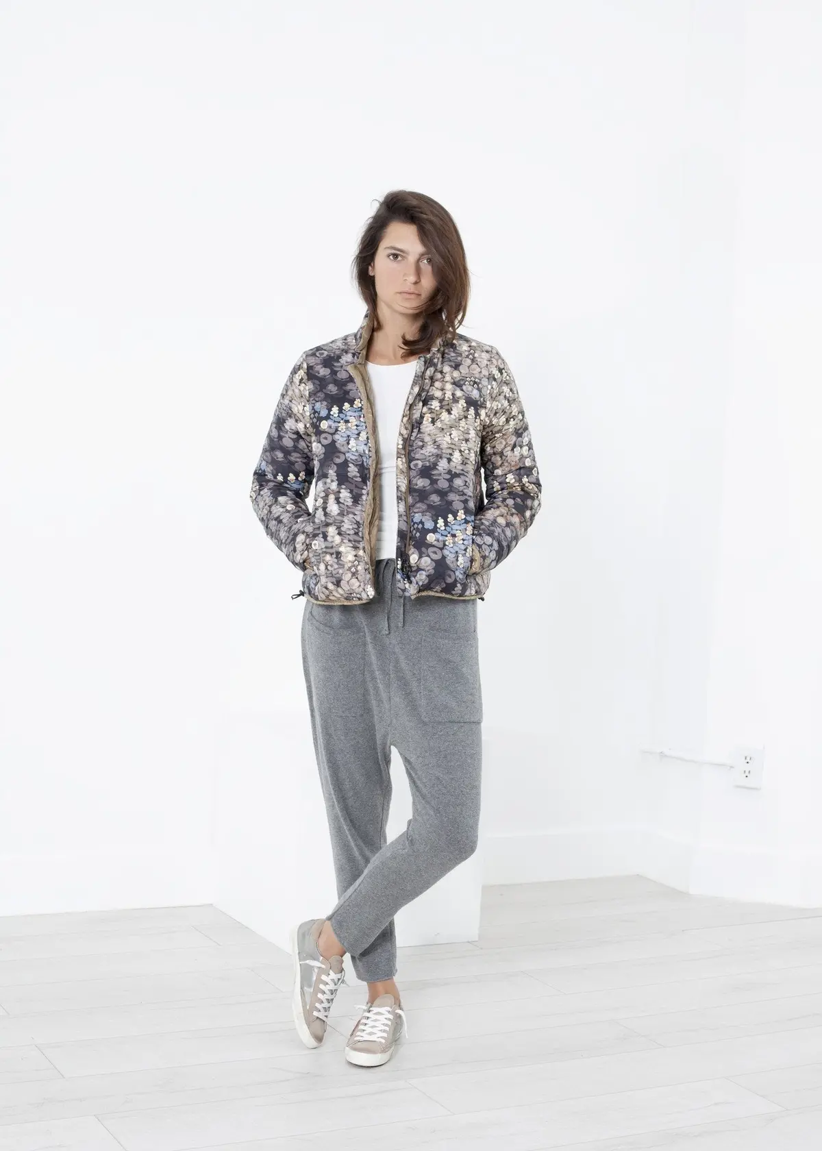 Deione Coat In Graphite Floral 1