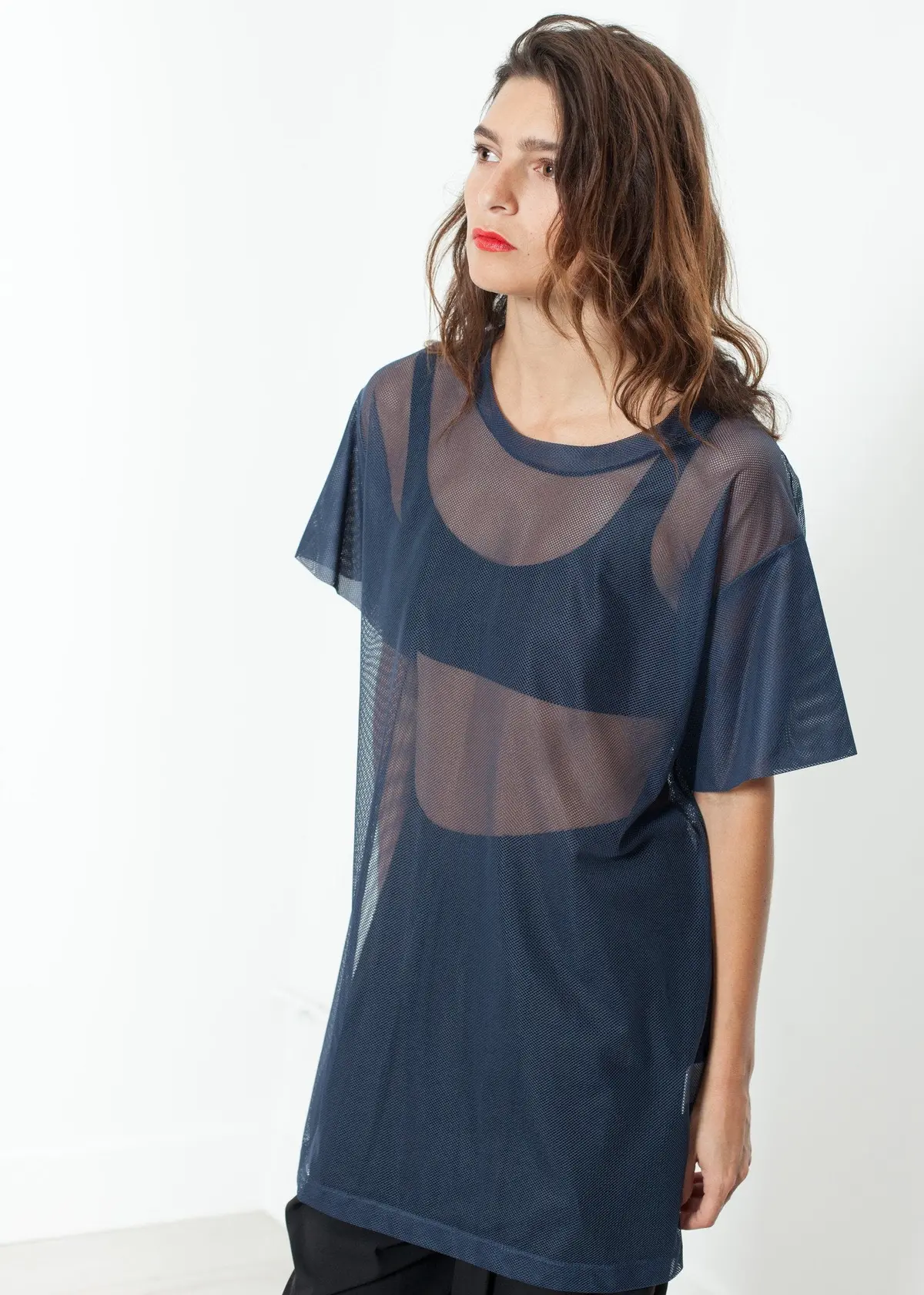 Mesh Over Dress In Navy 1