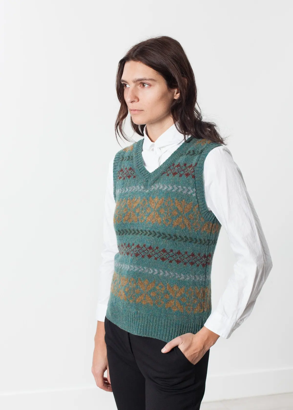 Fair Isle Vest In Army 1