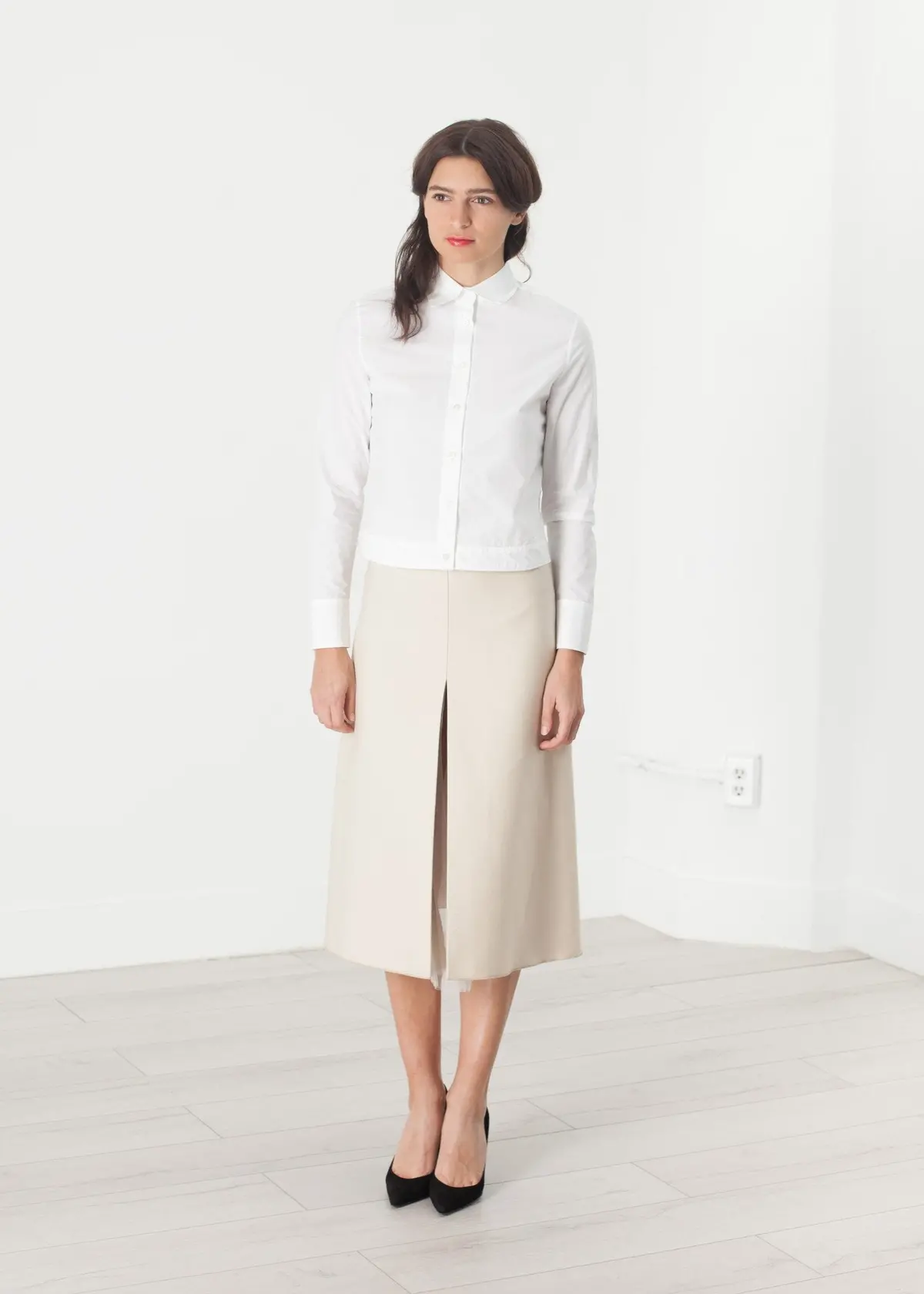 Tulle Pleat Skirt In Cream 1