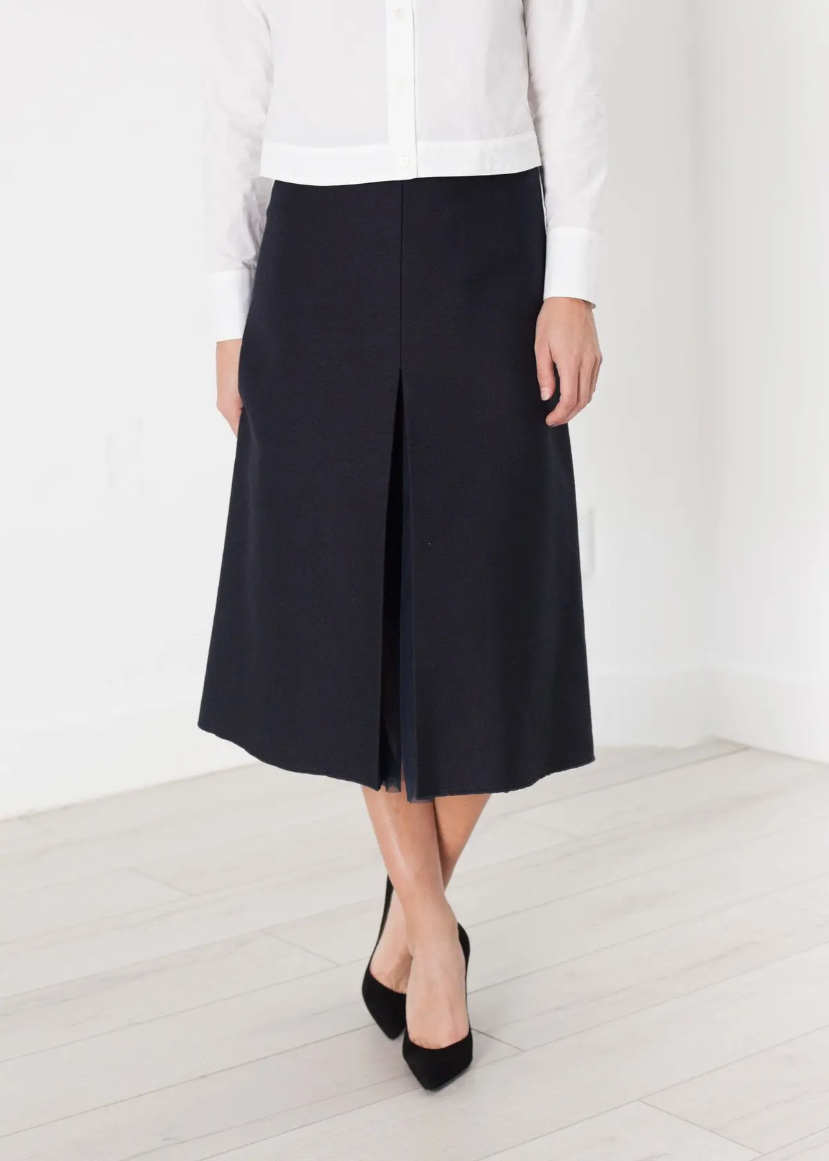 Tulle Pleat Skirt In Navy 1