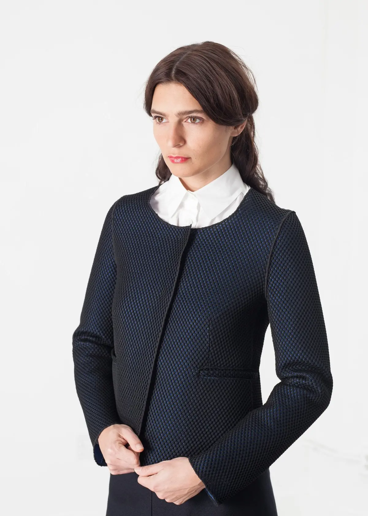 Weave Jacket In Black/Blue 1