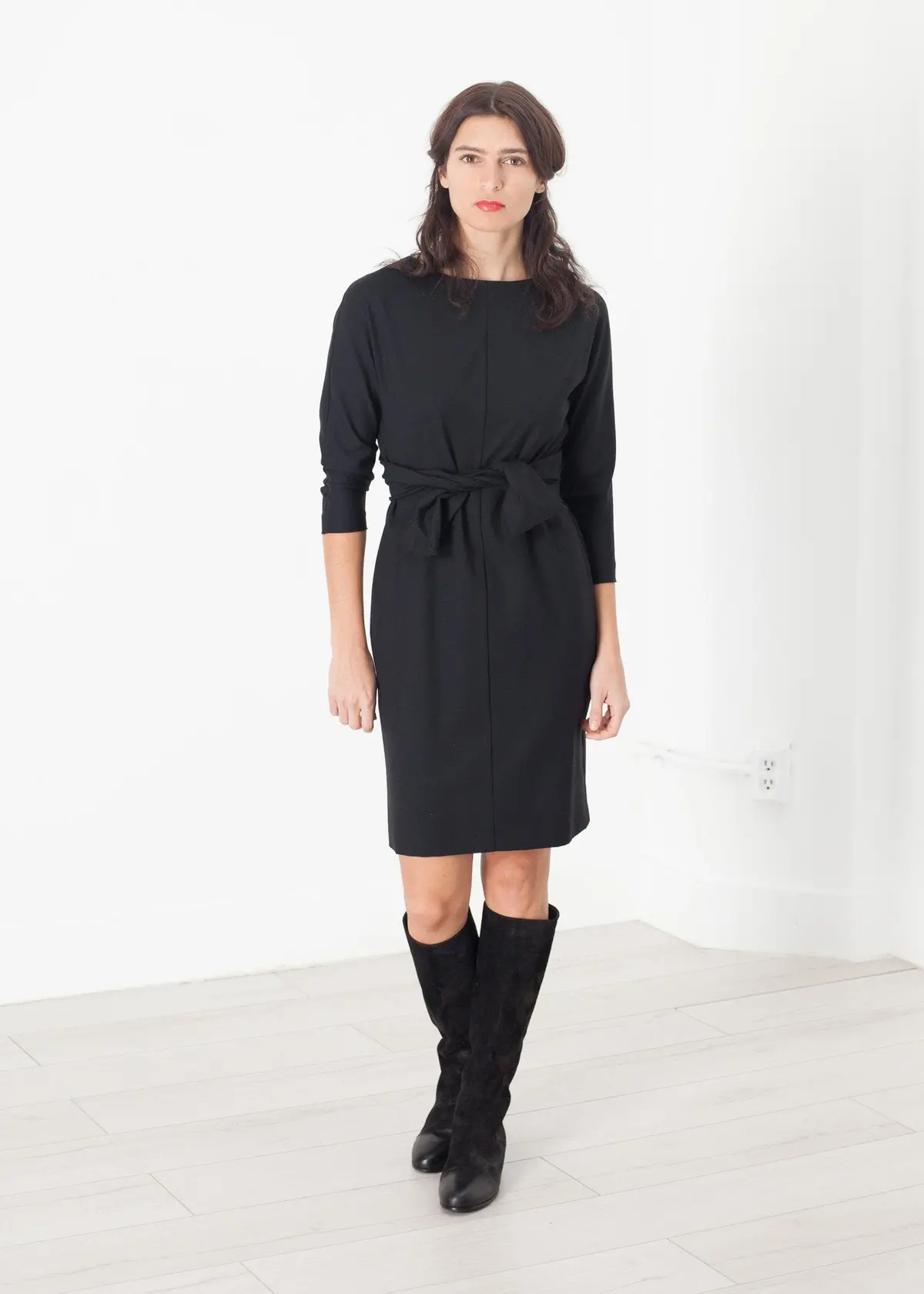 Tie Waist Dress In Black 1