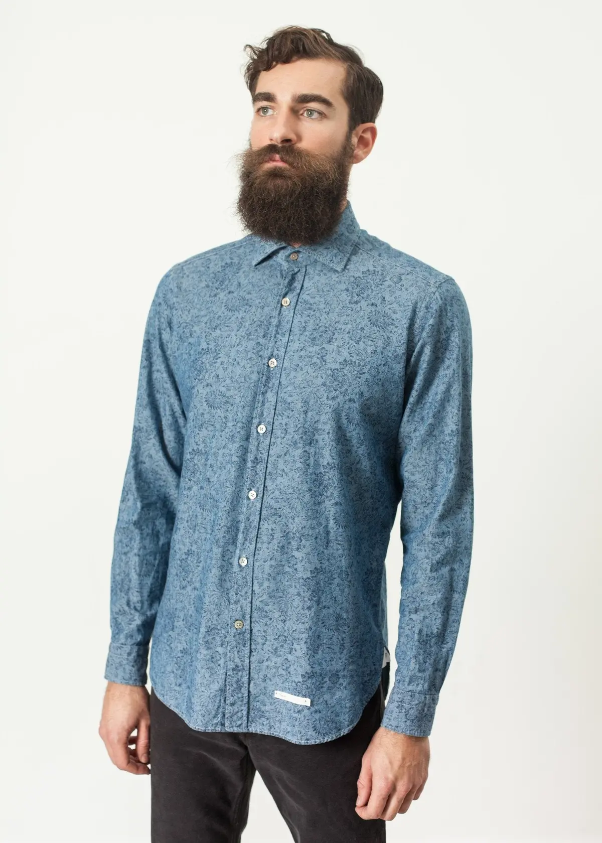 Floral Button-Up In Blue 1