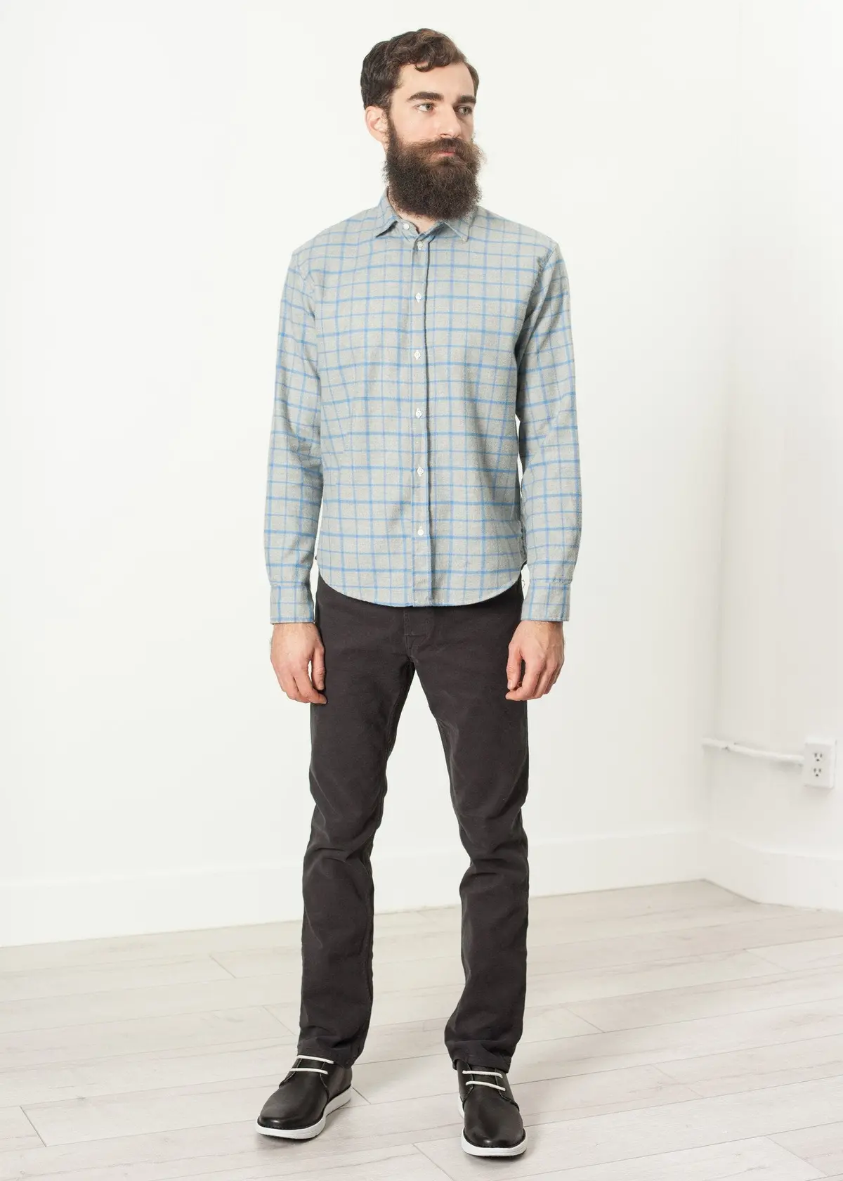 Paul Shirt In Grey Flannel 1