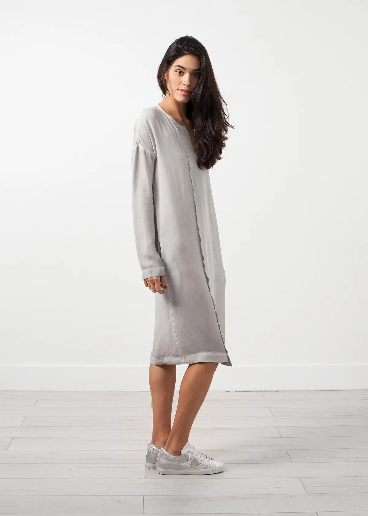 Long Sleeve Silk Dress 1
