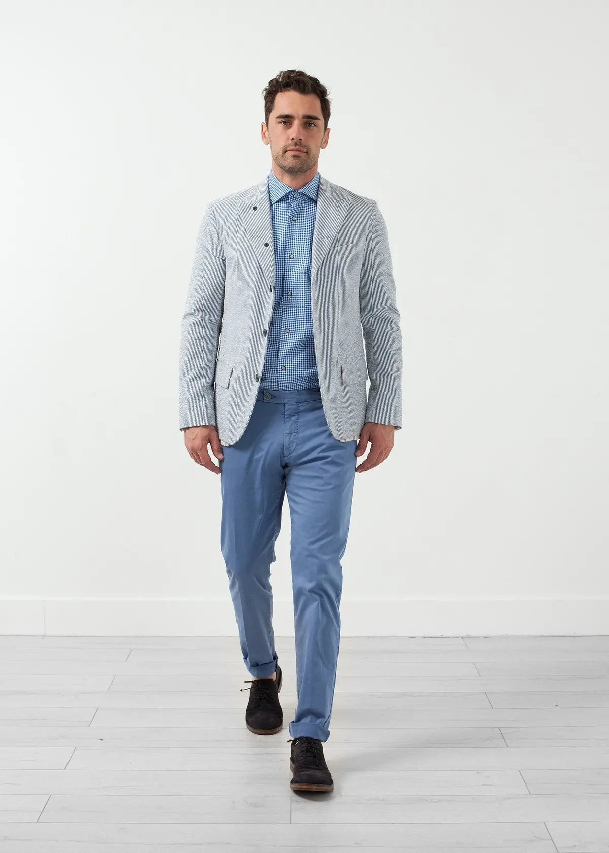 Seersucker Five Button Blazer 1