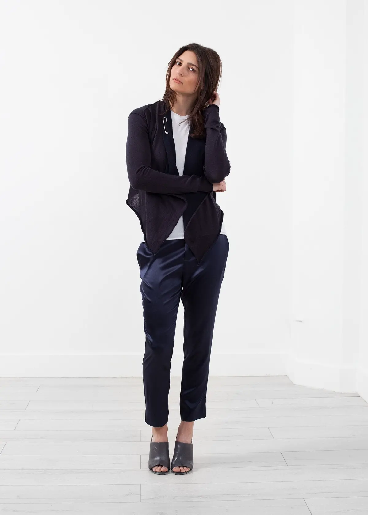 Draped Neck Cardigan 1