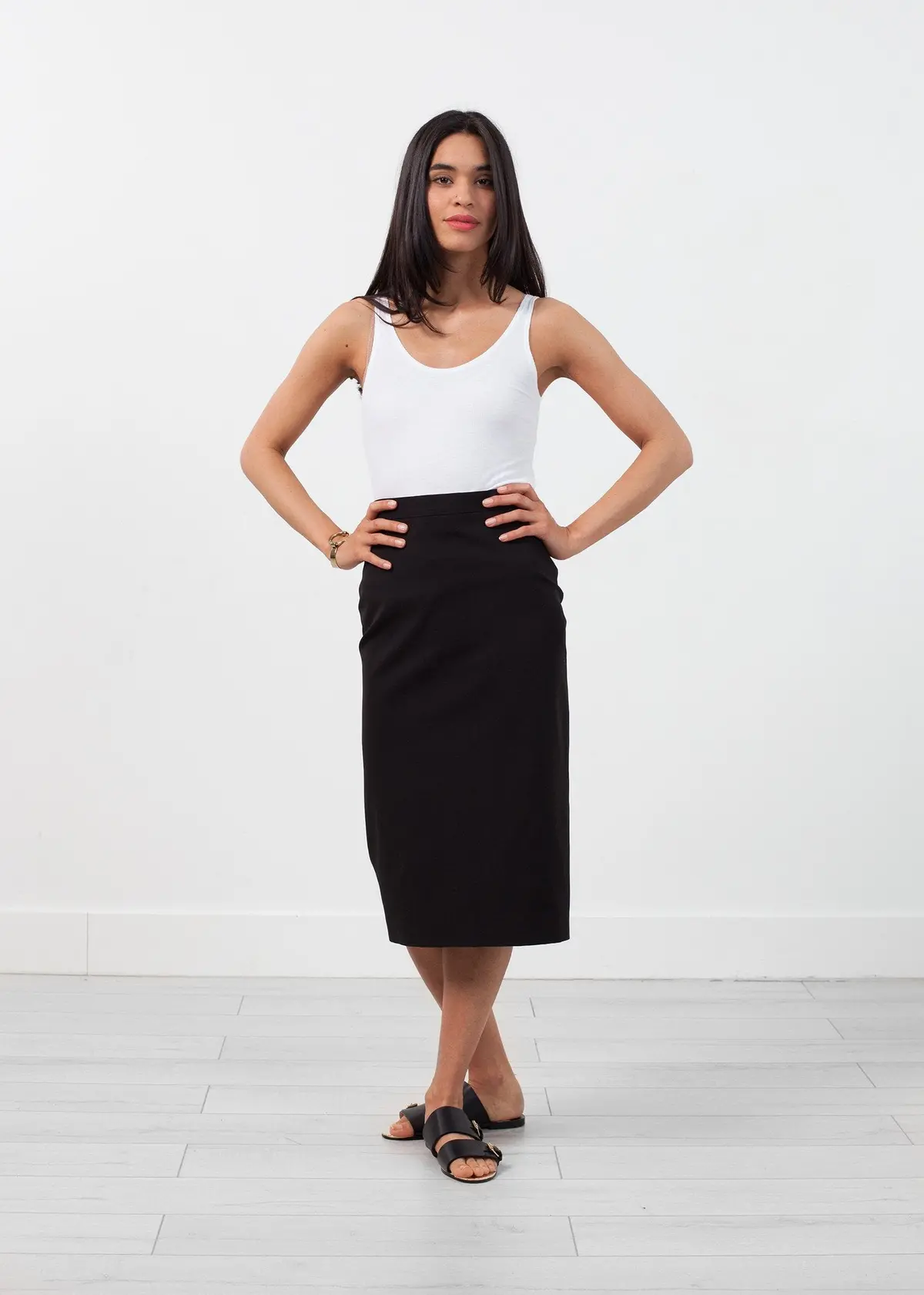 Long Pencil Skirt In Black 1