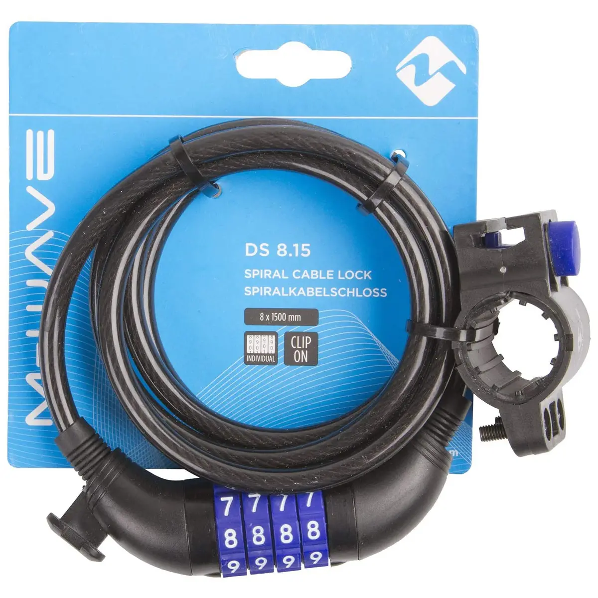 M-Wave 8X15 Spiral Cable Combination Lock - Black 1