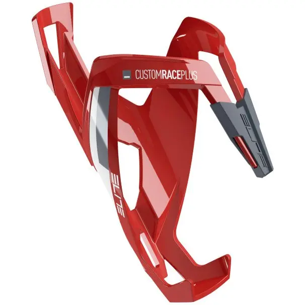 Elite Custom Race Plus Bottle Cage - Red Glossy/White Graphic 1