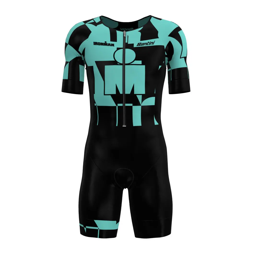 Santini Ironman Enigma Trisuit Short Sleeve -Aqua 1