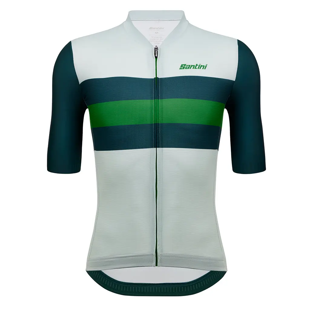 Santini Eco Sleek Bengal Jersey - White/Green 1