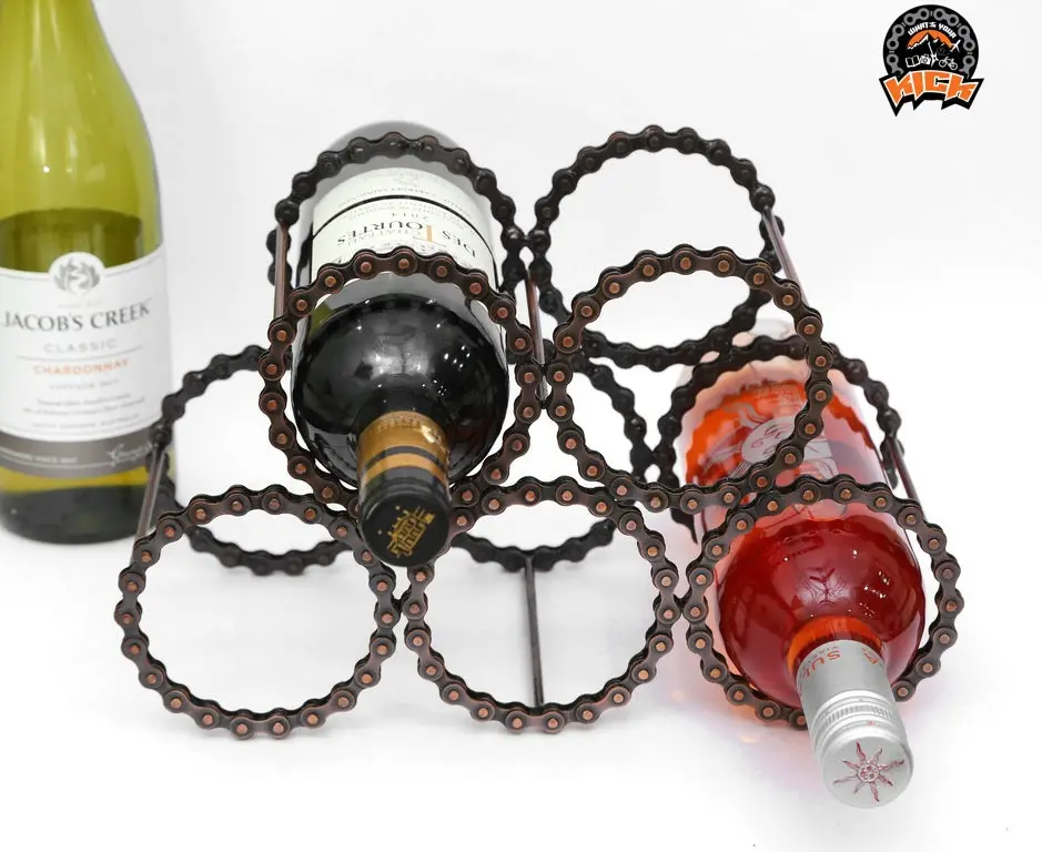 Upcycled Bike Chain Wine Bottle Holder 1