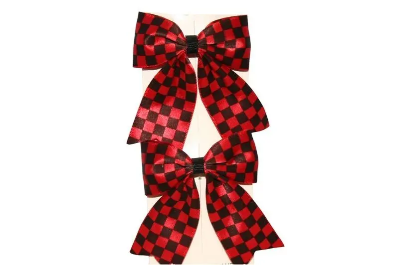 Checked Bow Hair Clips (Various Colours) 1